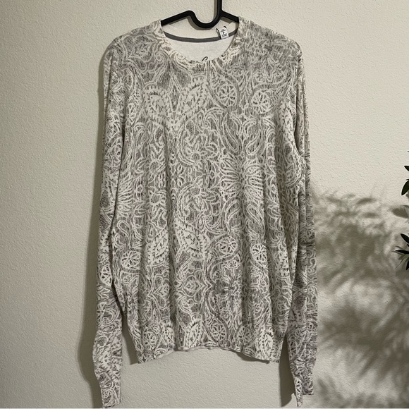 NWT Robert Graham Men's Taurus Linen-Cotton Damask Sweater - Picture 4 of 8